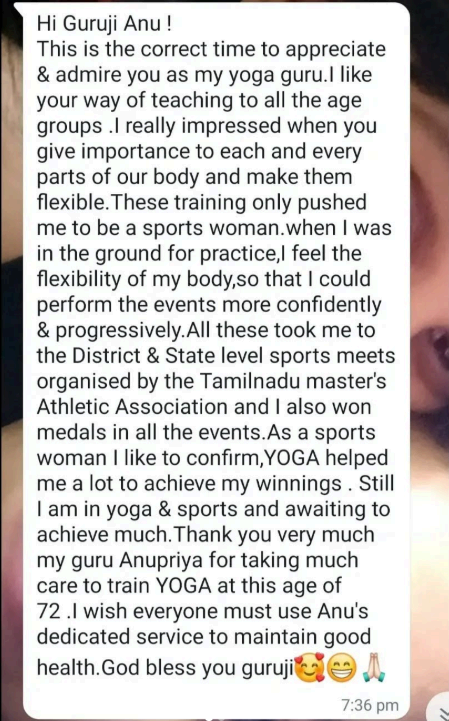 Testimonial from Senior student, 72